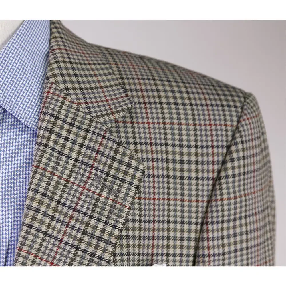 Magee Ireland Gray Black Green Check Wool 2-Btn Sportcoat Blazer 40R